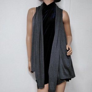 Ultra Flirt Open Cardigan Vest Size 1X Charcoal Dark Gray Lightweight Loose 009